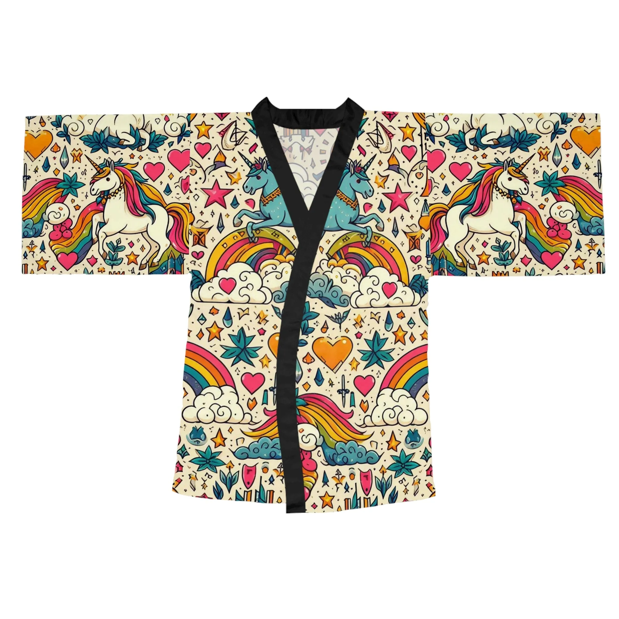 Unicorns and Rainbows - Long Sleeve Kimono Robe (AOP)