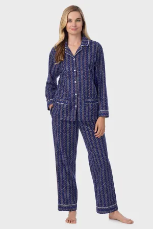 Vintage Navy Heart Stripe Classic Notch Pajama