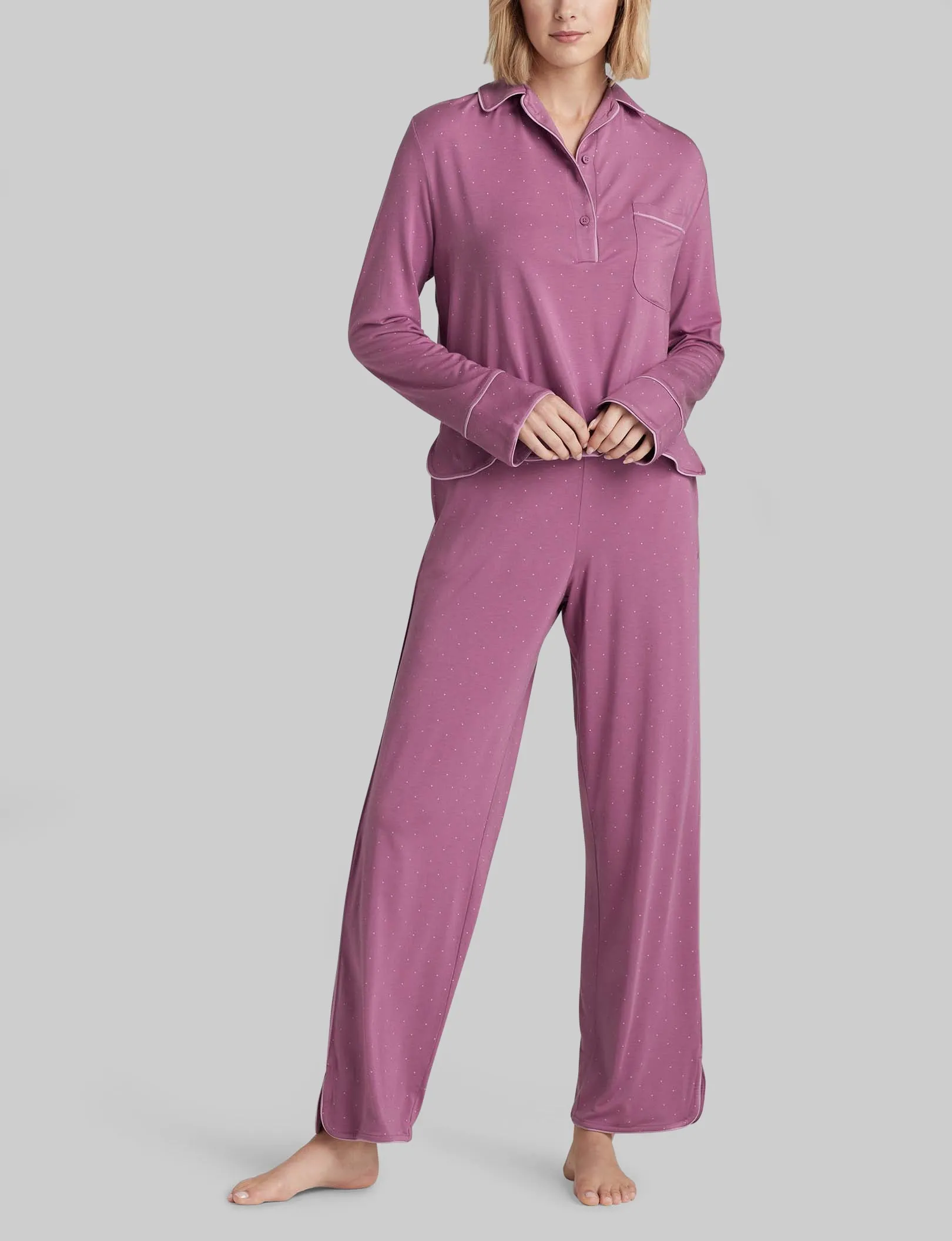 Women's Downtime Pullover Long Sleeve Pajama Top & Pant Set