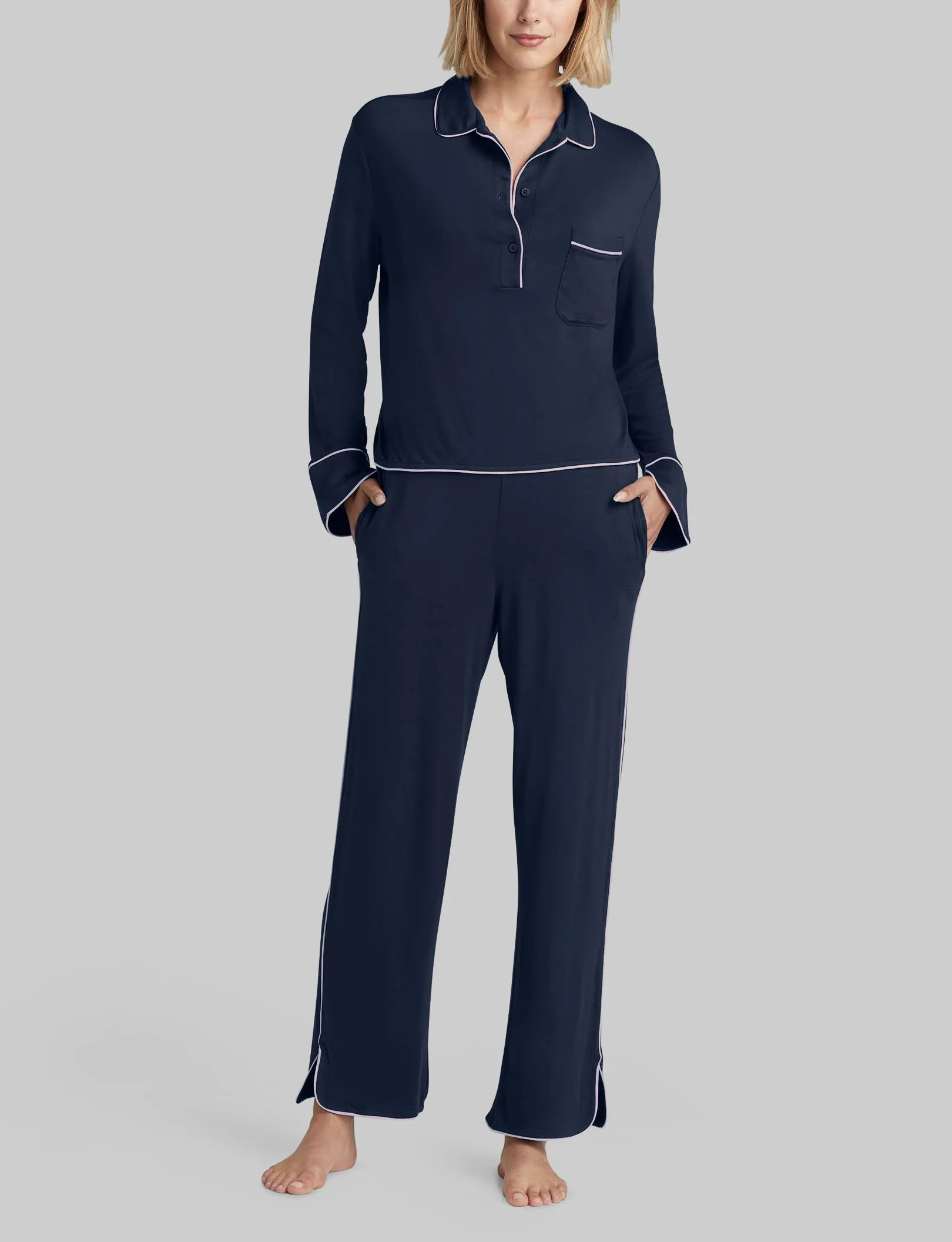 Women's Downtime Pullover Long Sleeve Pajama Top & Pant Set