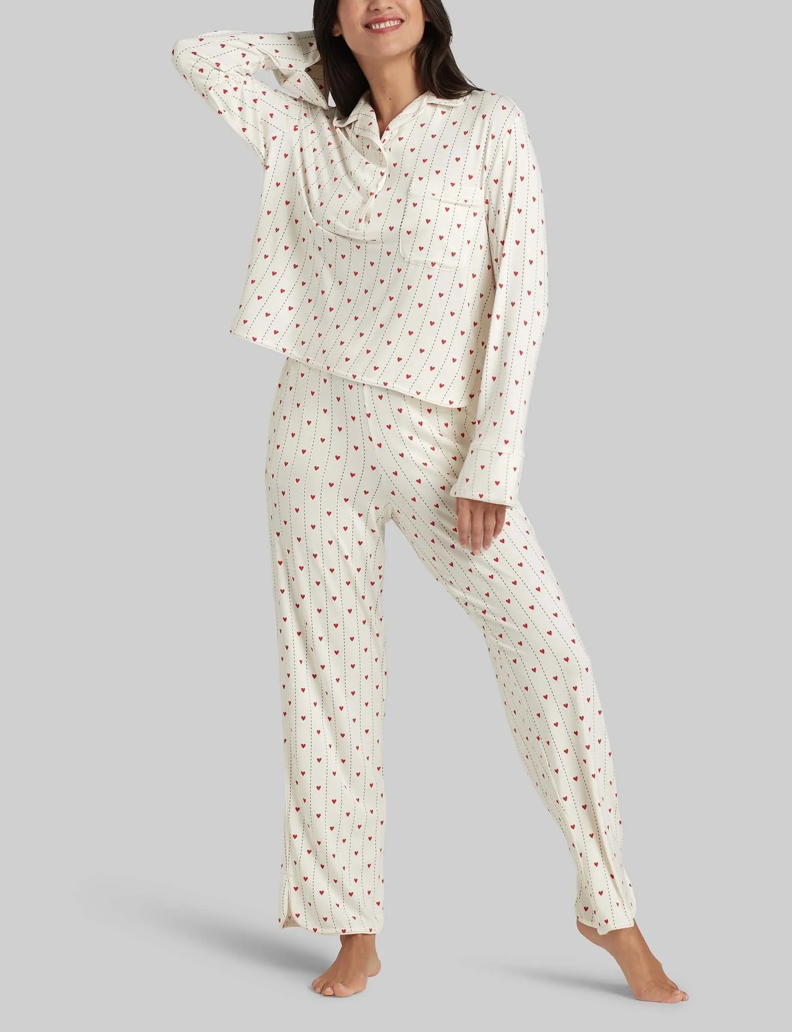 Women's Downtime Pullover Long Sleeve Pajama Top & Pant Set