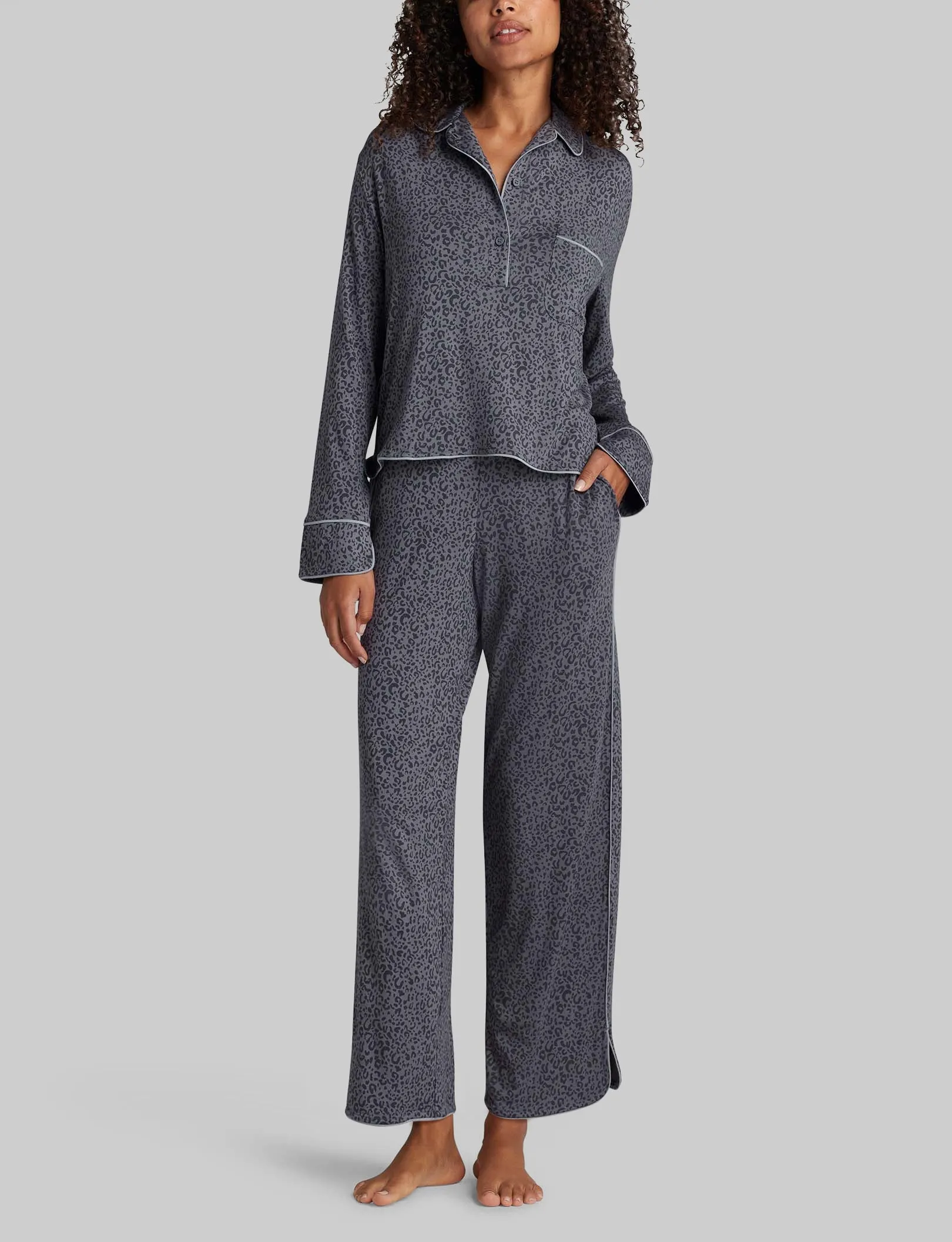 Women's Downtime Pullover Long Sleeve Pajama Top & Pant Set