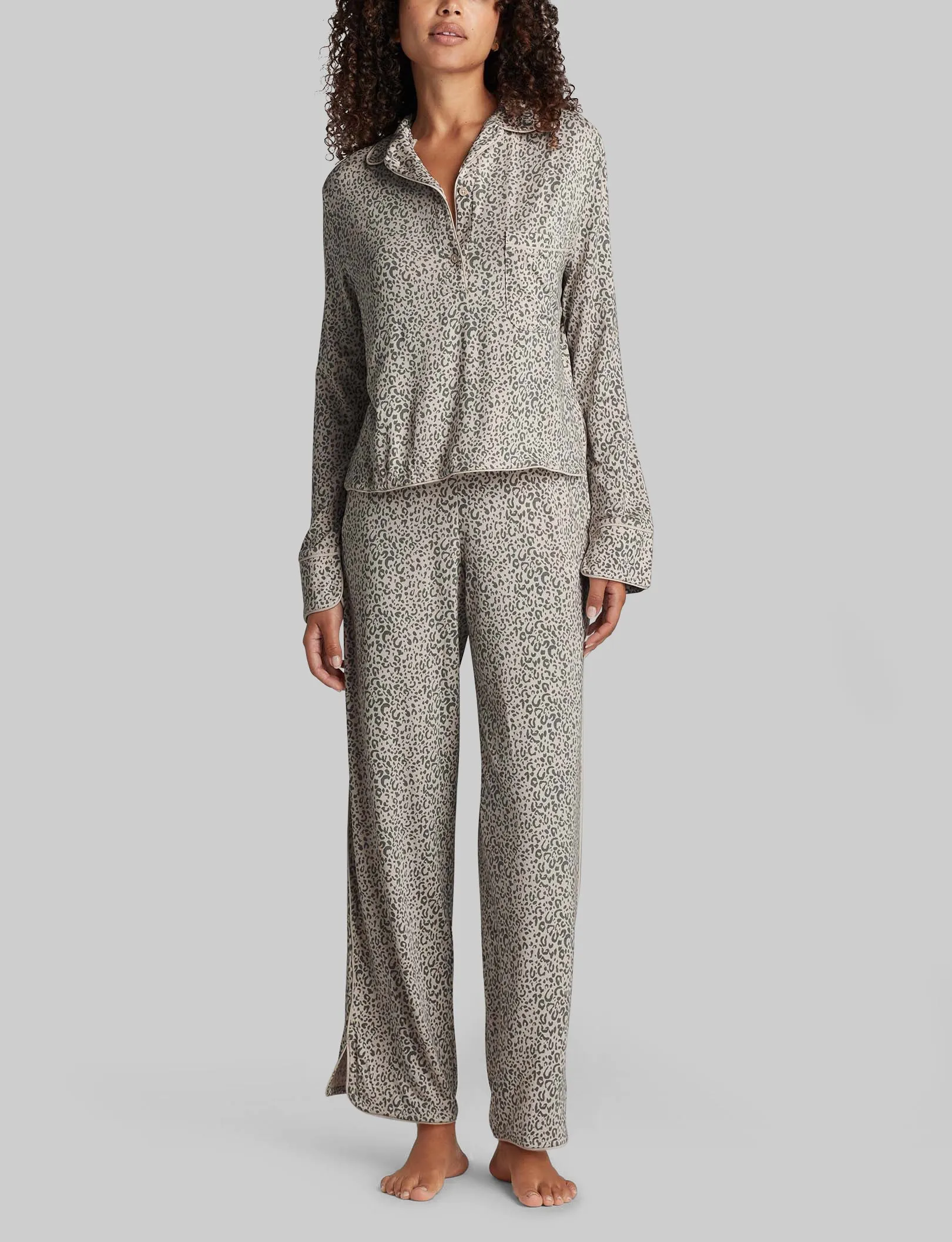 Women's Downtime Pullover Long Sleeve Pajama Top & Pant Set