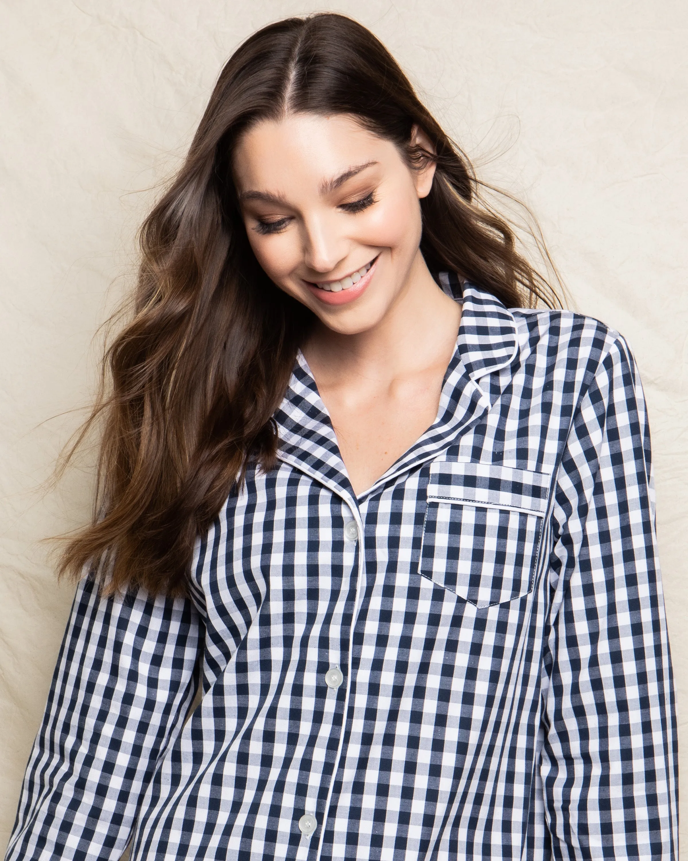 Women's Nightshirt in Navy Gingham